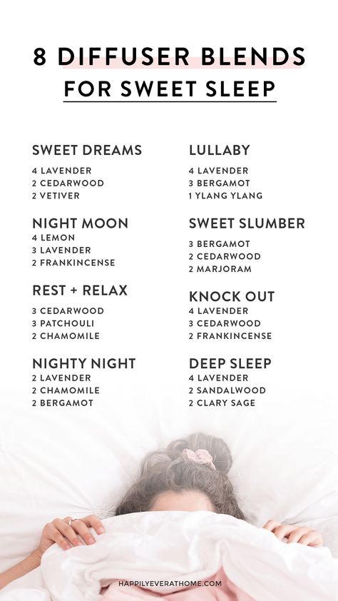 Get my complete list of over 20 diffuser blends using essential oils for sleep. Bedtime Diffuser Blends, Sleeping Essential Oil Blends, Essential Oil Combinations, Doterra Essential Oils Recipes, Essential Oil Diffuser Blends Recipes, Essential Oil Remedy, Oils For Sleep, Young Living Essential Oils Recipes, Essential Oils Guide