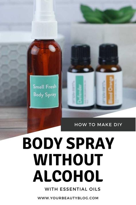 How to make a DIY essential oil body spray recipe. This is an easy natural body spray that helps deodorize and freshen your body.  It's easy with just three ingredients, water, a carrier oil, and essential oils.  It's made without alcohol.  It's a natural recipe with EO to scent your body naturally.  This homemade spray can also be used on shoes or sprayed in the air to deodorize. #essentialoil #diy #bodyspray Essential Oil Body Spray, Homemade Body Spray, Body Spray Recipe, Diy Body Spray, Natural Body Spray, Diluting Essential Oils, Essential Oil Spray, Diy Essentials, Carrier Oil