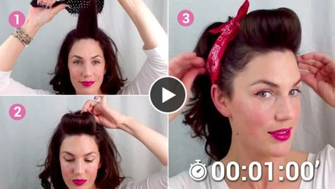 Cette saison, la mode rétro est à l'honneur : le look des Pin Ups des années 50 fait son grand retour pour le plus... Maquillage Pin Up, Stile Pin Up, Cabelo Pin Up, Pin Up Looks, Victory Rolls, Retro Makeup, Rockabilly Hair, Pin Up Hair, Look Retro