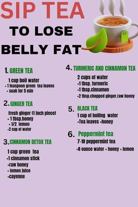 Fat Burning Tea, Sugar Free Diet, Belly Fat Drinks, Healthy Teas, Belly Fat Burner Drink, Diet Drinks, Peppermint Tea, Healthy Drinks Recipes, Fat Burner Drinks