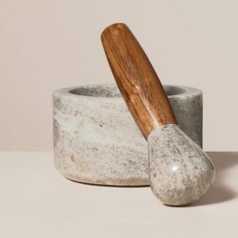 It Would Make A Perfect Housewarming Gift 2pc Mortar And Pestle Set White And Gray Mortar Bowl With Wood-Top Pestle Made Of Marble And Wood Spot Or Wipe Clean Kitchen Hearth, Mortar Pestle, Hearth & Hand With Magnolia, Measuring Cups Set, Kitchen Cooking Utensils, Chip And Joanna Gaines, Marble Wood, Wood And Marble, Wood Care