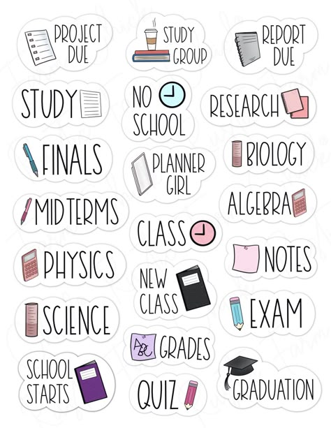 STUDY Digital Stickers for Goodnotes Planner Study Planner Stickers, Goodnotes School Stickers, Cute Stickers For Digital Planner, Student Stickers Printable, Sticker For Digital Planner, Stickers Printable For School, Digital Sticker Ideas, Goodnotes Stickers Free Png Study, Work Stickers For Planner