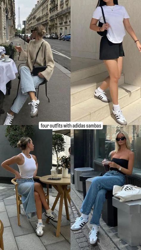 Samba Aesthetic Outfit, Outfit Ideas Samba Adidas, Samba Ootd Women, Style With Samba Shoes, Nike Samba Outfit, Sambas Fits Women, Sambas Shoes Outfit, Samba And Dress Outfit, Samba Casual Outfit