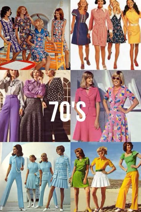 1970 Dress Vintage Fashion, Styles Through The Decades Fashion, Women 60s Fashion, 7os Fashion Outfits, Fashion 70s Women Outfit, 70s Outfits Women Dress, 1960/70 Fashion, Women’s 60s Fashion, 50 60 Fashion 60s Style