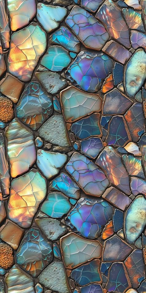 Copper Wallpaper Iphone, Nature Mood Board Inspiration, Phone Wallpaper Art Nouveau, Stained Glass Wallpaper Iphone, Japanese Water Wallpaper, Labradorite Background, Minerals Aesthetic, Fantasy Texture, Colorful Stones Wallpaper