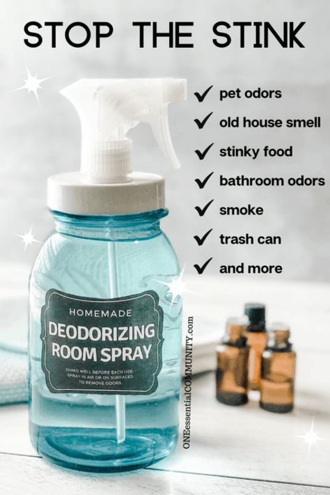 Natural Bathroom Deodorizer, Room Deodorizer Essential Oils, Cleaning With Essential Oils Recipes, Diy Pet Odor Eliminator Spray, Fresh Laundry Essential Oil Blend, Essential Oil Storage Ideas Diy, Essential Oil Plant Spray, Homemade Deodorizer Spray, Room Spray With Essential Oils