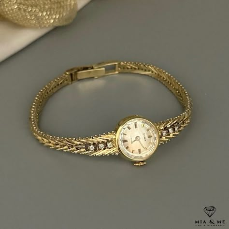 Vintage Womens Watch, Gold Watch Women, Diamond Gold Bracelet, Vintage Gold Watch, Sporty Outfit, Vintage Watches Women, Gold Armband, Gold And Silver Jewelry, Antique Gold Jewelry