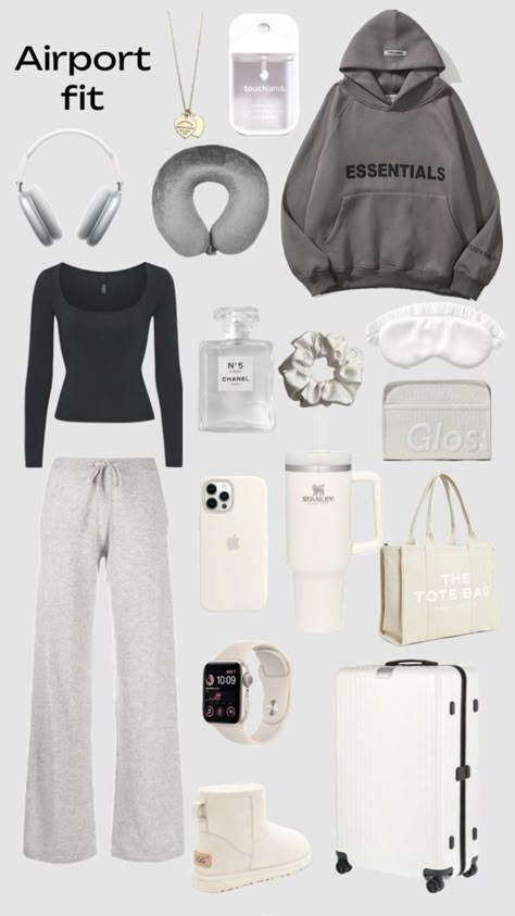 Aeroport Outfit, Road Trip Outfit Ideas, Airport Essentials, Stockholm Outfits, Cute Airport Outfit, Comfy Airport Outfit, Cute Travel Outfits, Airport Fit, Airplane Outfits