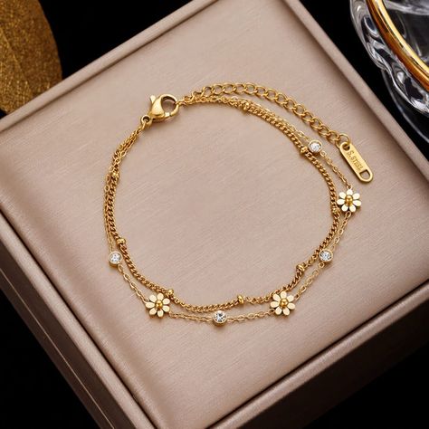 Stainless Steel Daisy Flowers Charm Bracelet 15.49 and FREE Shipping Tag a friend who would love this! Active link in BIO #hashtag1 #hashtag2#hashtag3 #hashtag4 #hashtag5 #hashtag6 Simple Mandala Design, First Day Of College, Western Jewellery, Ruby Wedding Rings, Cute Jewellery, Modern Gold Jewelry, Bracelets Collection, Simple Mandala, Gold Necklace Indian