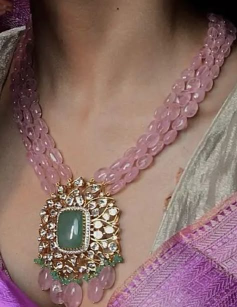 Beads Necklace Designs Indian, Pink Beads Indian Jewellery, Beads Choker Necklace Indian, Green Beads Jewellery Designs, Coral Necklace Designs, Latest Beads Jewellery Designs, Beads Jewelry Indian Gold, Beaded Wedding Jewelry, Simple Necklace Designs