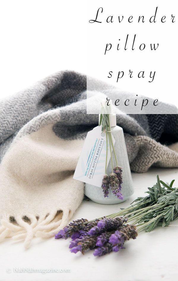 lavender pillow spray recipe on a white surface