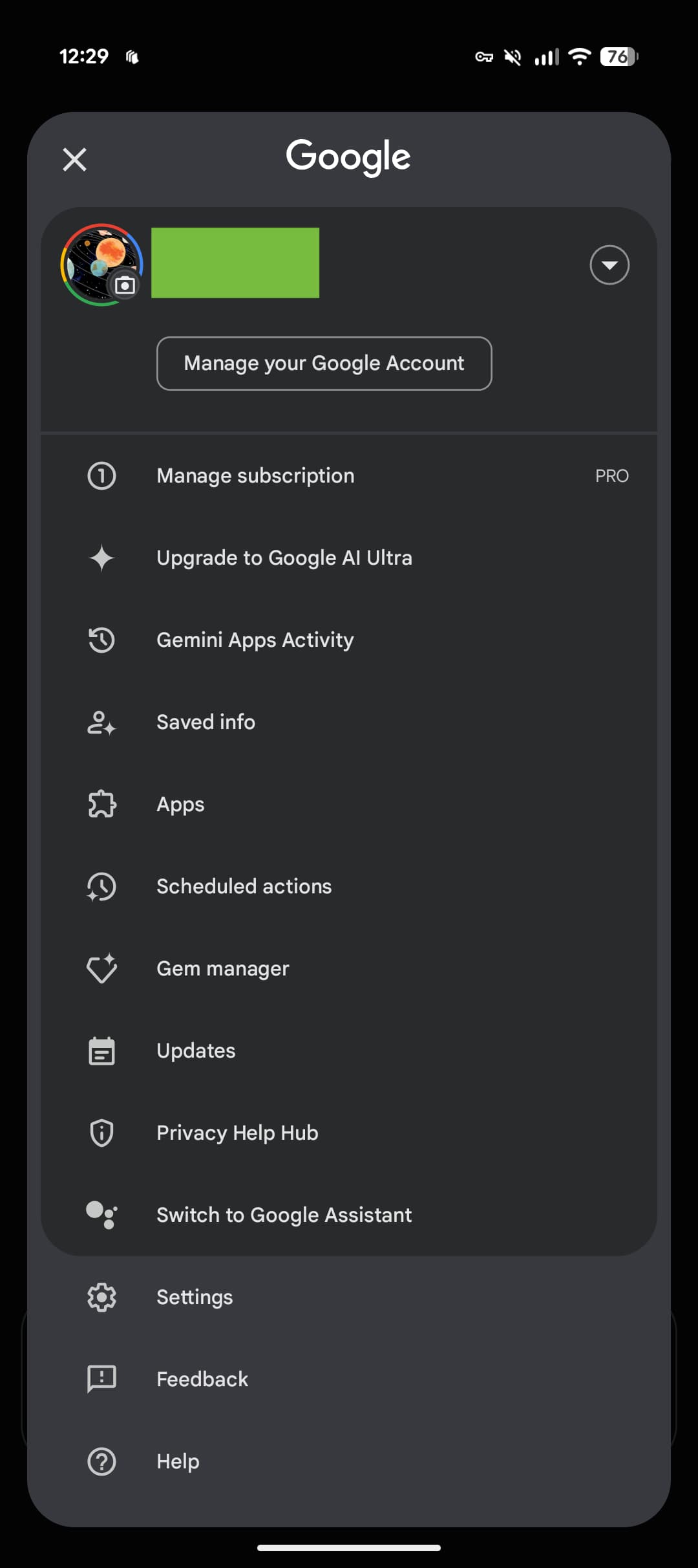 Gemini app Scheduled Actions Android