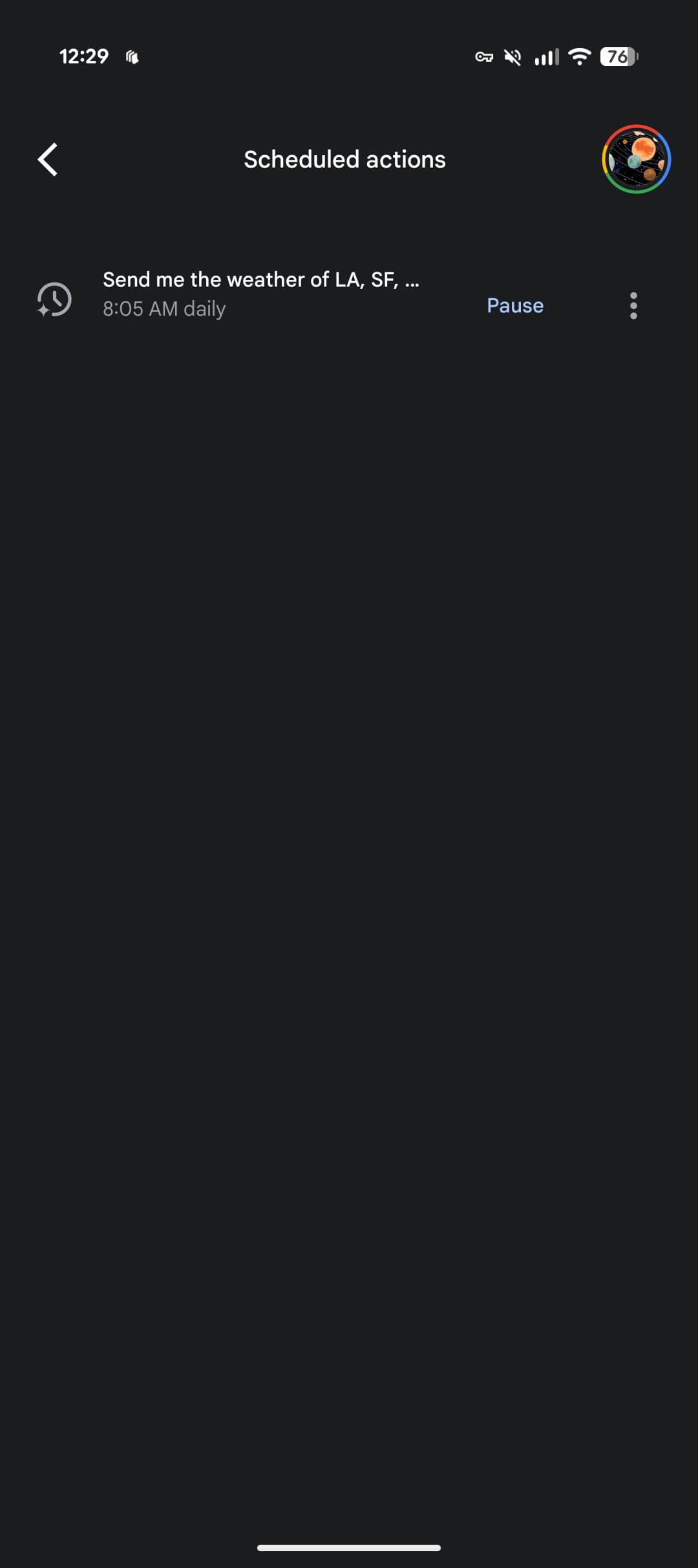 Gemini app Scheduled Actions Android