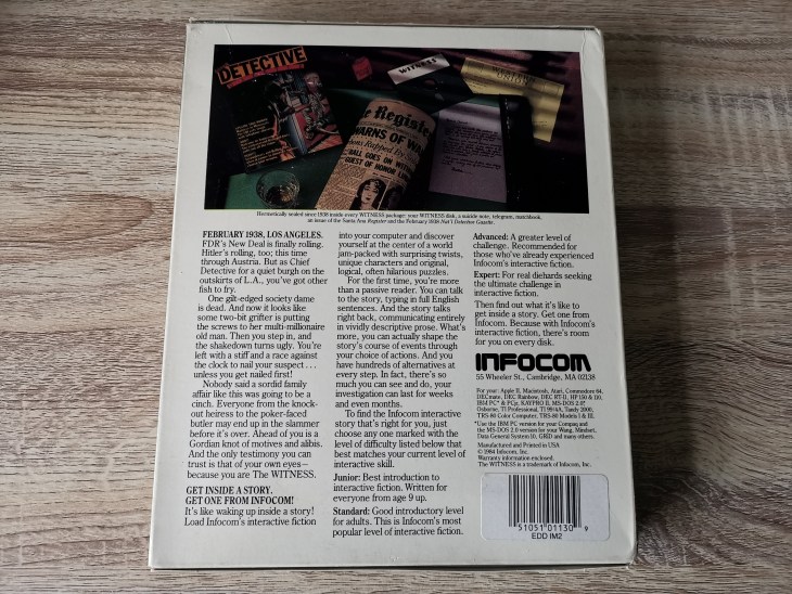 Infocom's The Witness Back Cover