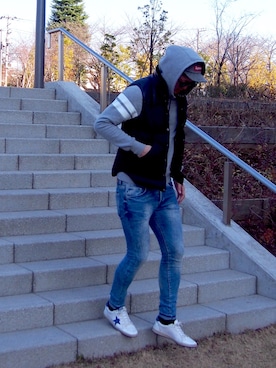 「NIKE(ナイキ)のアイテム(パーカー)」を使った、R.Hさん(メンズ・186cm)の冬コーディネート