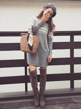 「ROXY(ロキシー)のアイテム」を使った、RIKAさん(レディース・164cm)の冬コーディネート