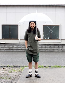 「VOO(ヴォー)のアイテム(パンツ)」を使った、マッシーさん(メンズ・174cm)の夏コーディネート