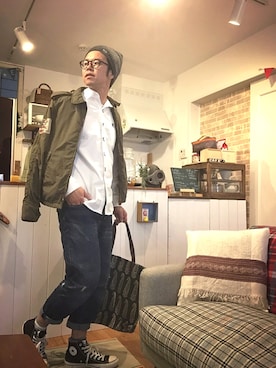 「Denim & Supply Ralph Lauren(デニムアンドサプライラルフローレン)のアイテム(バッグ)」を使った、Mt.0344さん(メンズ・170cm)の秋コーディネート