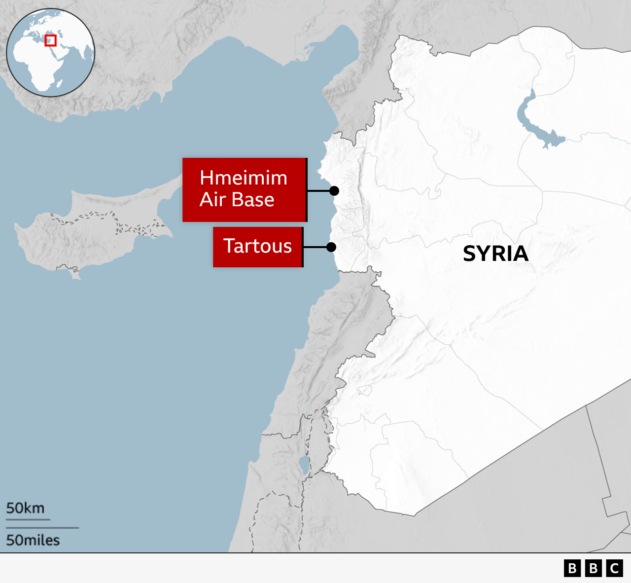 A map of Russian bases in Syria. 