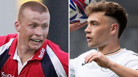 Garan Evans playing for Scarlets and Caio Ifans playing for Swansea's under-21s