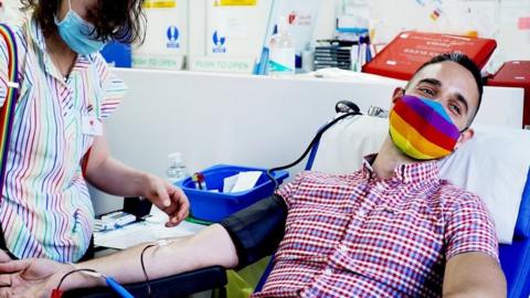 Man donating blood