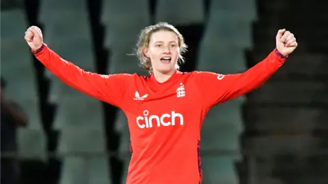 England spinner Charlie Dean celebrates taking a wicket