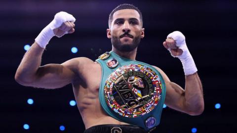 Galal Yafai with the interim WBC flyweight title over his shoulder