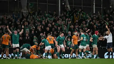 Ireland celebrate try