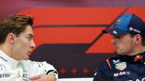 George Russell and Max Verstappen 