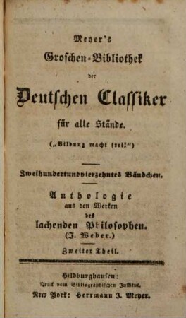 Anthologie aus den Werken des lachenden Philosophen. 2.