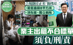 施政報告2024︱不合標劏房須限期內改建成「簡樸房」面積不少於8平方米且要有窗及廁