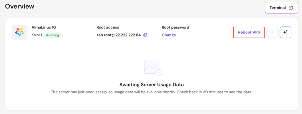 hpanel-reboot-vps Hostinger VPS hPanel access