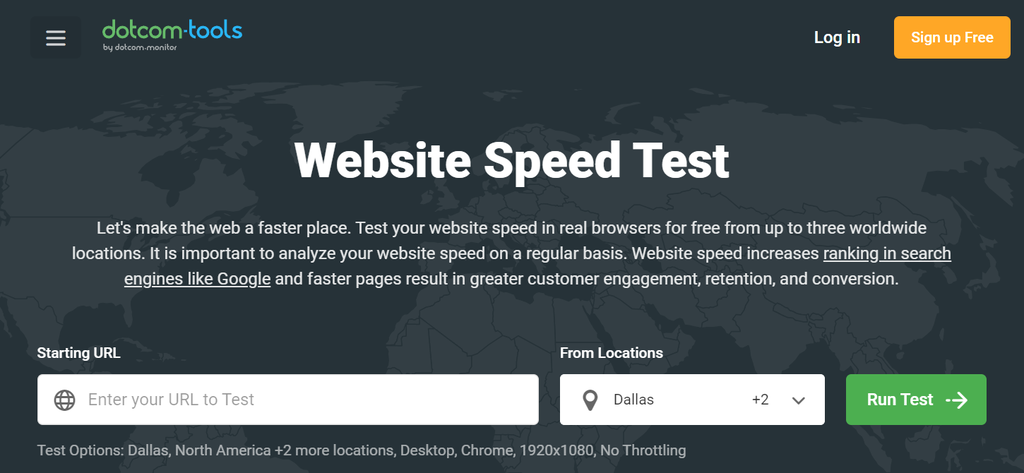 Dotcom-Monitor's homepage