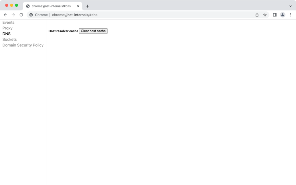 Google Chrome host revolver cache, clear cache host