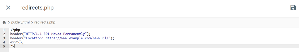 The custom redirects.php file on the WordPress root directory
