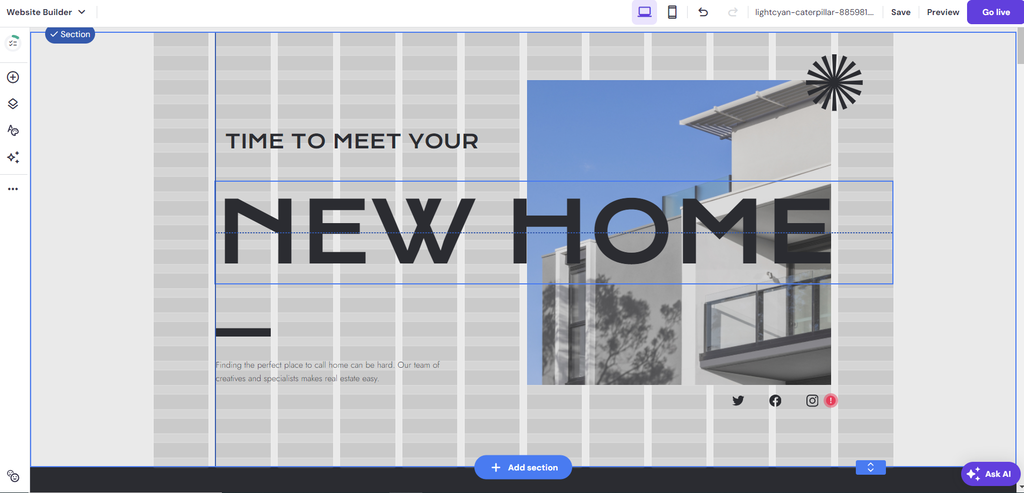 The Smart Layout feature in Hostinger Website Builder