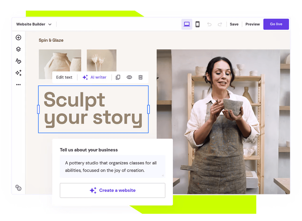 Hostinger Website Builder homepage