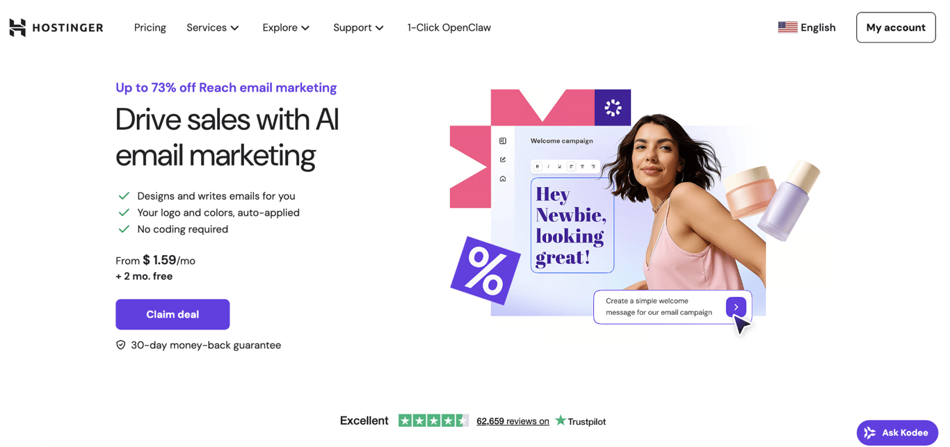 Hostinger Reach - email marketing