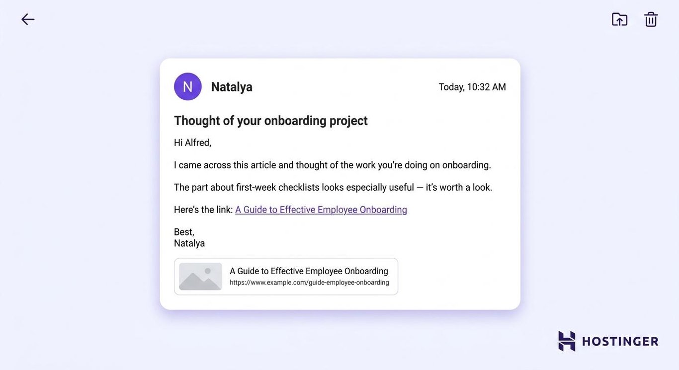 Casual business email example: resource-sharing email