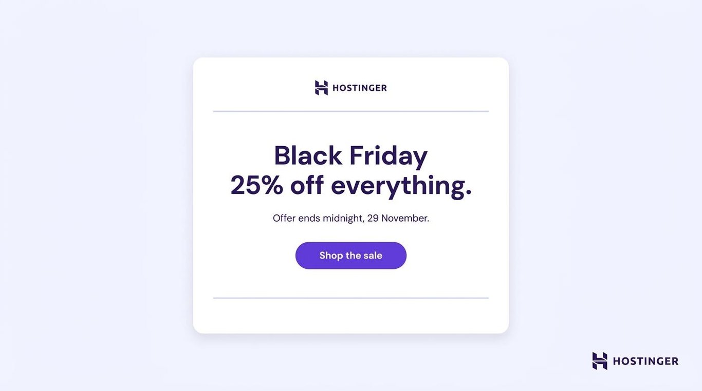 Black Friday minimalist launch email