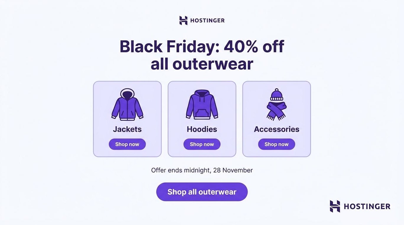 Black Friday product category spotlight email