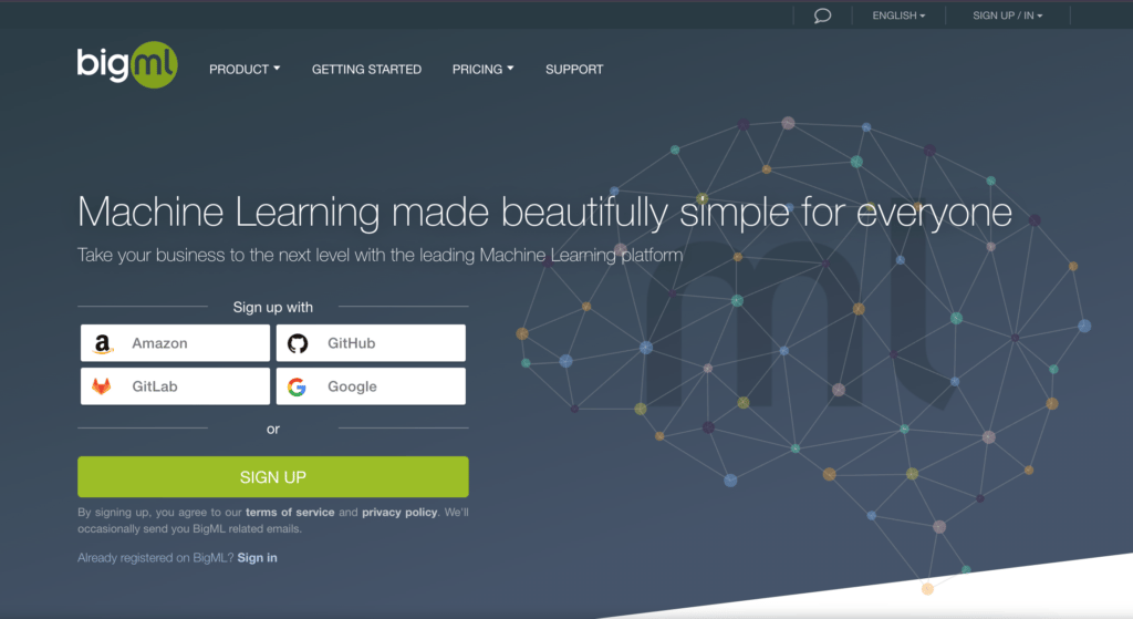 BigML-Homepage