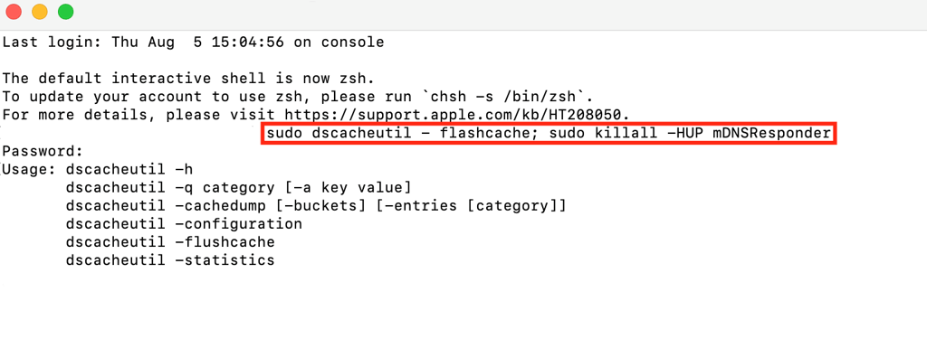 flush dns di macos