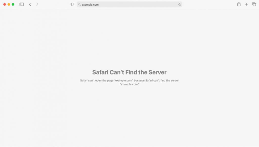 nxdomain di safari