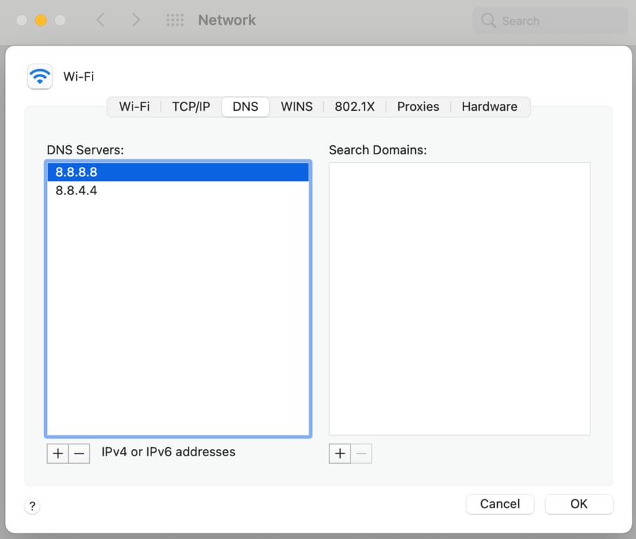pengaturan dns di macos