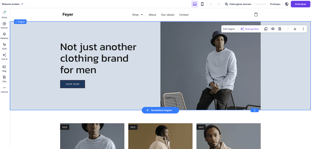 Mengedit halaman web di Website Builder Hostinger