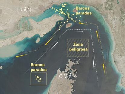 Gráficos | Superpetroleros parados y una nueva ruta controlada por Irán: ¿qué está pasando en Ormuz?
