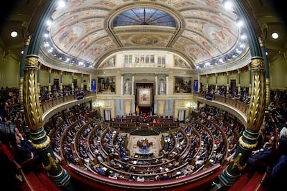 Vista del hemiciclo del Congreso, durante el debate de investidura de Pedro Sánchez en noviembre de  2023.