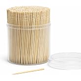 Traditional Single Point Wooden Toothpicks Made from Bamboo, Bulk Pack (500), -1 Container (500)