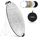 WELLMAKING 32 Inch (80cm) Reflector Photography, Collapsible Light Reflector with Bag & tilt Adapter, 5 in 1 Handle Reflector
